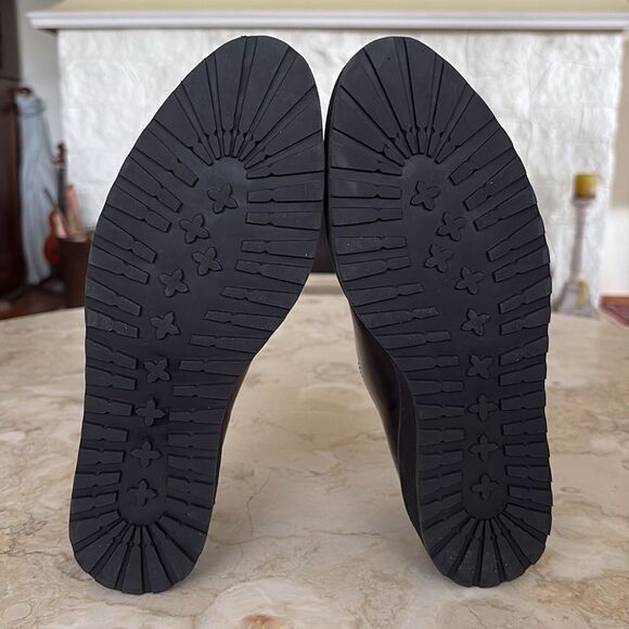 Loeffler Randall Black Leather Wedge Lug Sole Loafers Oxford Shoes - Picture 10 of 14